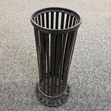 Load image into Gallery viewer, Dark Brown Slatted Metal Cylinder Umbrella Holder (24")
