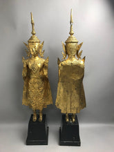 Load image into Gallery viewer, Pair of Thai Gilt Bronze Standing Bodhisattva Statues (34")
