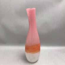 Load image into Gallery viewer, Handblown Studio Art Glass Vase Spattered Orange, Pink &amp; White (16")
