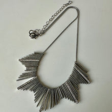 Load image into Gallery viewer, Slate Beyond Horizon Silvetone Rhinestone Fringe Bib Necklace (20")

