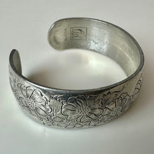 Load image into Gallery viewer, Vintage Kirk Steiff Pewter Flower of the Month Aster Etched Cuff Bracelet
