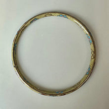 Load image into Gallery viewer, Vintage Cream Floral Cloisonne Bangle Bracelet (8" Circumference)
