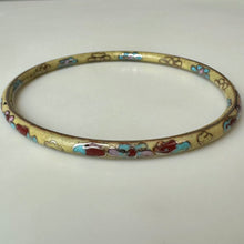 Load image into Gallery viewer, Vintage Cream Floral Cloisonne Bangle Bracelet (8" Circumference)

