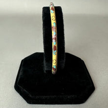 Load image into Gallery viewer, Vintage Cream Floral Cloisonne Bangle Bracelet (8" Circumference)
