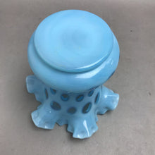 Load image into Gallery viewer, Fenton Blue Opalescent 'Coin Dot' Ruffled Vase (6.25")
