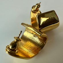 Load image into Gallery viewer, Vintage Monet Goldtone Tapered Wide 3/4 Hoop Earrings (0.75")
