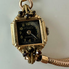 Load image into Gallery viewer, Vintage Lathin Gold Filled Red Gemstone Case Cocktail Watch As-Is
