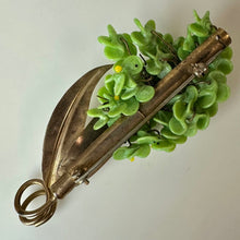 Load image into Gallery viewer, Vintage Goldtone Green Glass Beaded Blossoms Brooch Pin (3")
