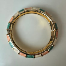 Load image into Gallery viewer, Goldtone Enamel Colorblock Hinged Bangle Bracelet
