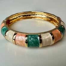 Load image into Gallery viewer, Goldtone Enamel Colorblock Hinged Bangle Bracelet
