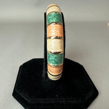 Load image into Gallery viewer, Goldtone Enamel Colorblock Hinged Bangle Bracelet

