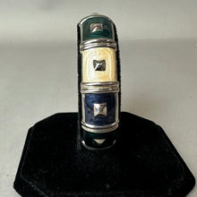 Load image into Gallery viewer, Silvertone Enamel Colorblock Hinged Bangle Bracelet

