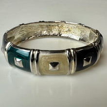 Load image into Gallery viewer, Silvertone Enamel Colorblock Hinged Bangle Bracelet
