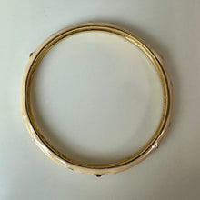 Load image into Gallery viewer, J Crew Peach Enamel Rhinestone Goldtone Bangle Bracelet (7.5" Circumference)
