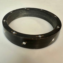 Load image into Gallery viewer, Vintage Horn Silver &amp; Brass Inlay Pattern Bangle Bracelet (8" Circumference)

