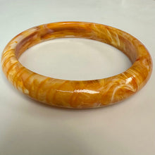 Load image into Gallery viewer, Vintage Orange White Swirl Acrylic Bangle Bracelet (8" Circumference)
