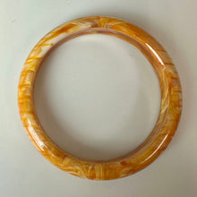 Load image into Gallery viewer, Vintage Orange White Swirl Acrylic Bangle Bracelet (8" Circumference)
