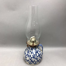 Load image into Gallery viewer, Blue &amp; White Ceramic Oil Lamp (~14")
