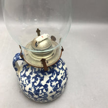Load image into Gallery viewer, Blue &amp; White Ceramic Oil Lamp (~14")
