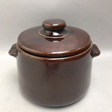 Load image into Gallery viewer, Vintage ~ West Bend Bean Pot Crock Glazed Ceramic Stoneware w/Lid ~ Solid Brown (5x6)
