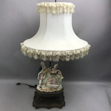 Load image into Gallery viewer, Porcelain Dresden Lace Figural Courting Musician Table Lamp (27") (As-Is)
