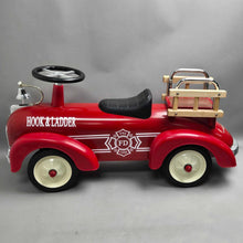 Load image into Gallery viewer, Red Metal "Hook &amp; Ladder" Fire Truck Ride-On Toy (15x30x10)
