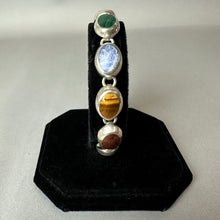 Load image into Gallery viewer, Sterling Jasper Tigers Eye Malachite Sodalite Oval Link Bracelet (7.5")
