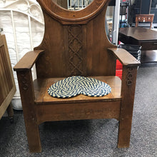 Load image into Gallery viewer, Antique Oak Hall Tree w/Seat &amp; Mirror AS IS (78x31x17)
