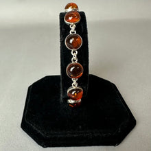 Load image into Gallery viewer, Sterling Baltic Amber Round Link Bracelet (8")
