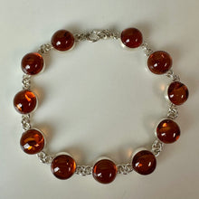 Load image into Gallery viewer, Sterling Baltic Amber Round Link Bracelet (8")
