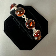 Load image into Gallery viewer, Sterling Baltic Amber Round Link Bracelet (8")
