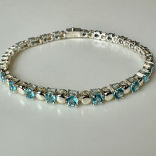 Load image into Gallery viewer, Sterling Blue Topaz Tennis Bracelet (8")
