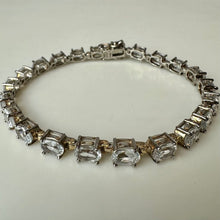 Load image into Gallery viewer, Sterling Aquamarine Tennis Bracelet (8")
