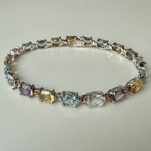 Load image into Gallery viewer, Sterling Amethyst Topaz Citrine Tennis Bracelet (7.75")
