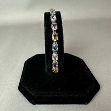 Load image into Gallery viewer, Sterling Amethyst Topaz Citrine Tennis Bracelet (7.75")
