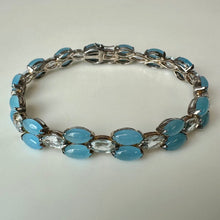 Load image into Gallery viewer, Sterling Blue Jade Topaz Link Bracelet (7.5")
