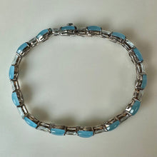 Load image into Gallery viewer, Sterling Blue Jade Topaz Link Bracelet (7.5")
