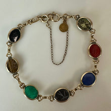 Load image into Gallery viewer, Vintage Catamore Gold Filled Multi-Gemstone Scarab Bracelet (7.5")
