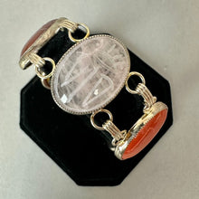 Load image into Gallery viewer, Sterling Large Multi-Gemstone Scarab Link Bracelet (7.75")

