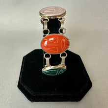 Load image into Gallery viewer, Sterling Large Multi-Gemstone Scarab Link Bracelet (7.75")

