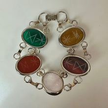 Load image into Gallery viewer, Sterling Large Multi-Gemstone Scarab Link Bracelet (7.75")
