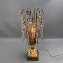 Load image into Gallery viewer, Vintage Hollywood Regency Waterfall Prism Lamp Tops Brass Deco Table Lamp (16")
