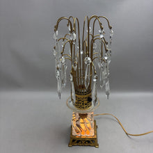Load image into Gallery viewer, Vintage Hollywood Regency Waterfall Prism Lamp Tops Brass Deco Table Lamp (16")
