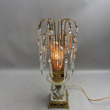 Load image into Gallery viewer, Vintage Hollywood Regency Waterfall Prism Lamp Tops Brass Deco Table Lamp (16")
