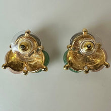 Load image into Gallery viewer, Vintage Gold Plated Multi Gemstone Scarab Earrings (0.75")
