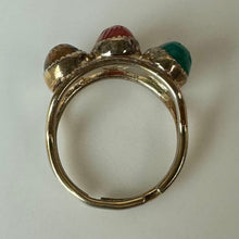 Load image into Gallery viewer, Vintage Gold Plated Multi Gemstone Scarab Adjustable Ring

