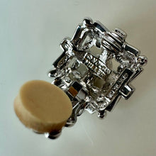 Load image into Gallery viewer, Vintage Nolan Miller Baguette Rhinestone Halo Clip Earrings (0.75")
