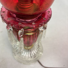 Load image into Gallery viewer, Vintage Pair Bohemian Cranberry Cut Crystal Table Lamps (16")(As Is)
