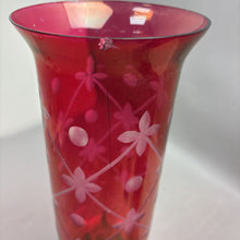 Load image into Gallery viewer, Vintage Pair Bohemian Cranberry Cut Crystal Table Lamps (16")(As Is)
