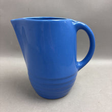 Load image into Gallery viewer, Blue Ribbed Pottery Pitcher (7.25")
